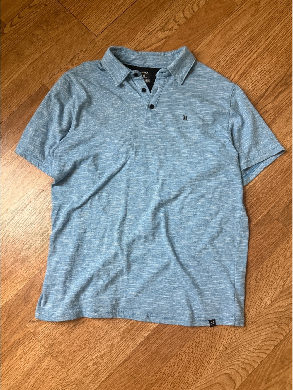 hurley men's light blue polo shirt medium